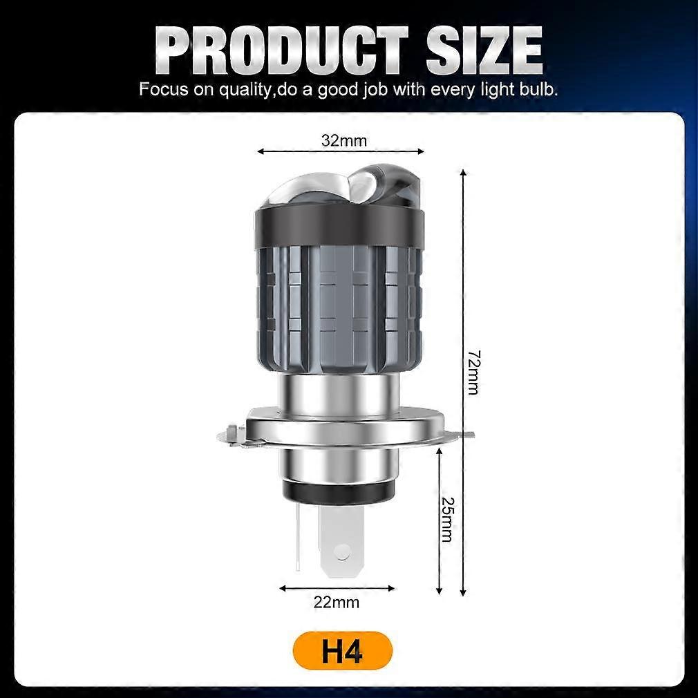 1Pc 30000Lm H4 LED Moto H6 BA20D LED Motorcycle Headlight Bulb CSP Double Projector Lens White Yellow Hi Lo Lamp Scooter Accessories Light DC 12V