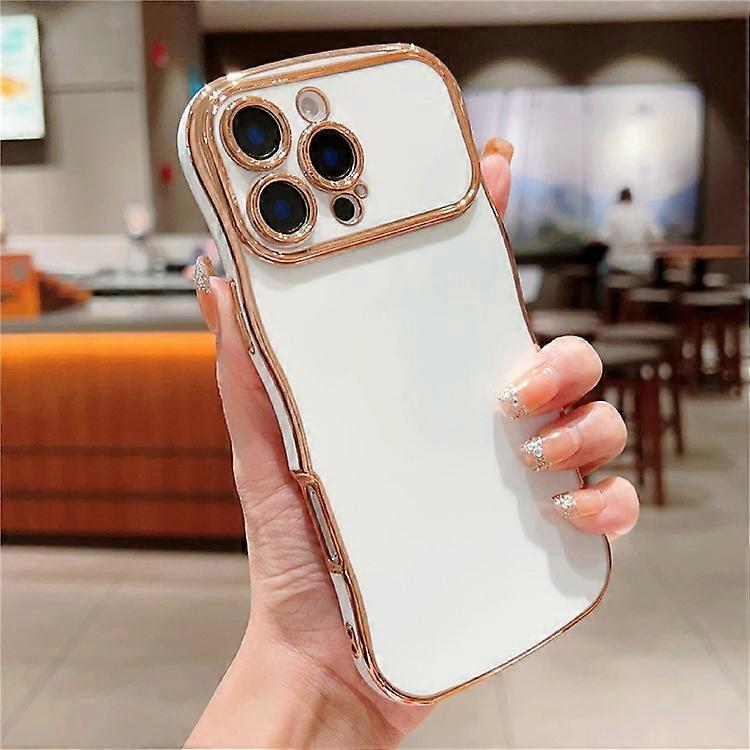 Compatible For iPhone 16 Pro Case Large Window TPU Phone Cover Electroplating Wave Frame Design