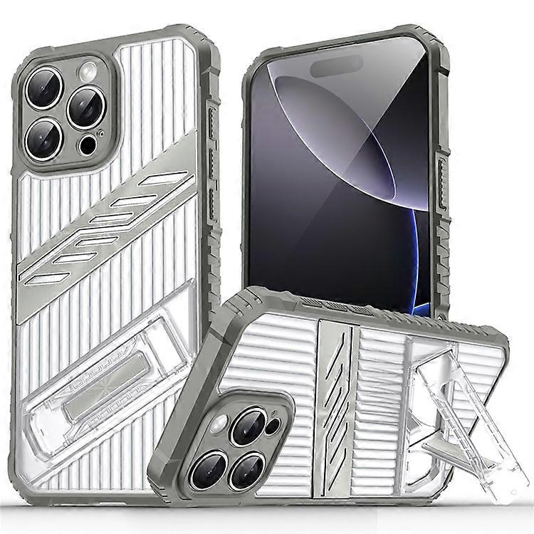 Compatible For iPhone 16 Pro Case Folding Kickstand PC + TPU Anti Drop Phone Cover