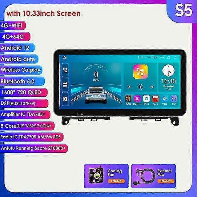 S5 Car Android Stereo Multimedia Player for Mercedes Benz C Class 3 W204 S204 2007 2008 2009 2010 Carpaly GPS Auto Audio Video