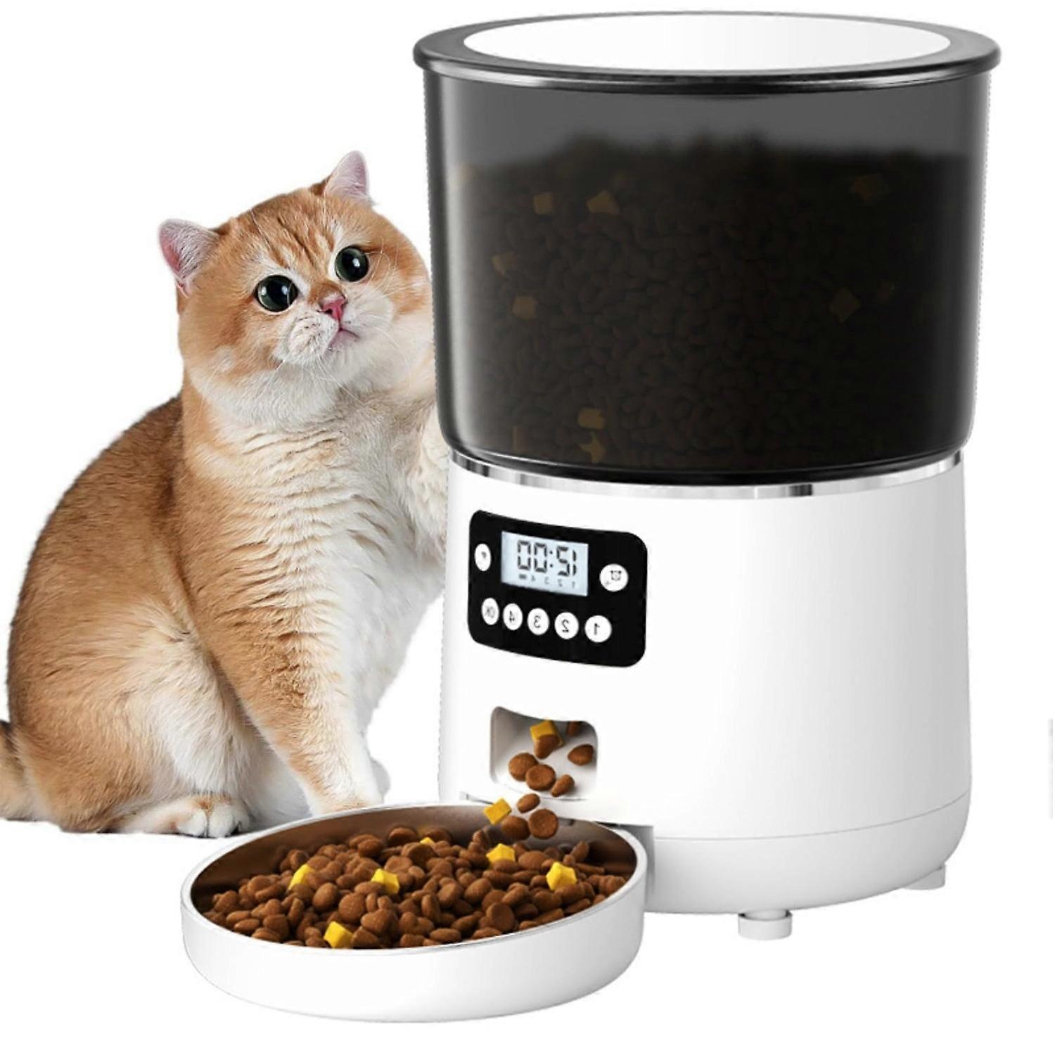 PFF040 4L Distributeur automatique de nourriture programmable pour chats chiens avec bouton de commande, EU Pl