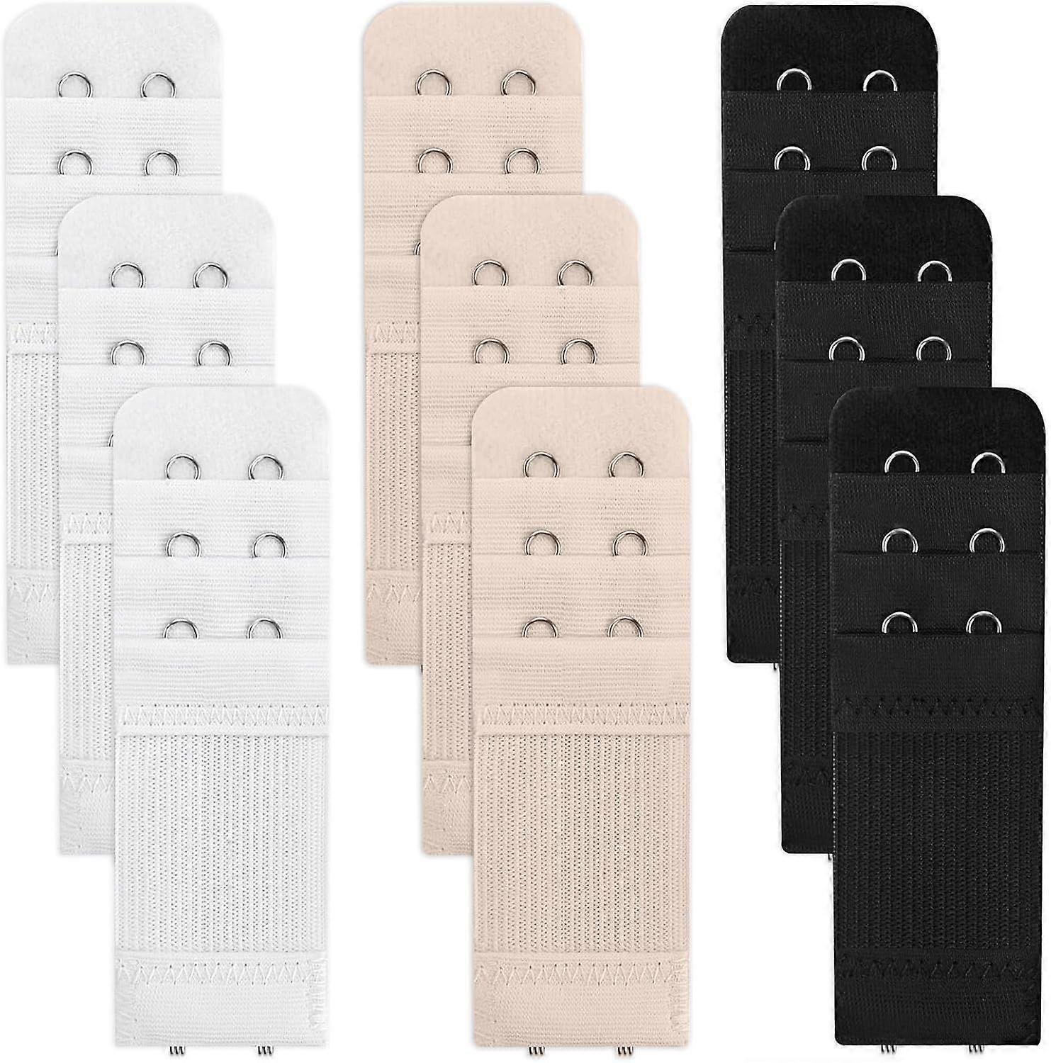 9 Pcs Bra Extender 2 Hook 3 Row, Women's Soft Comfortable Elastic Bra Strap