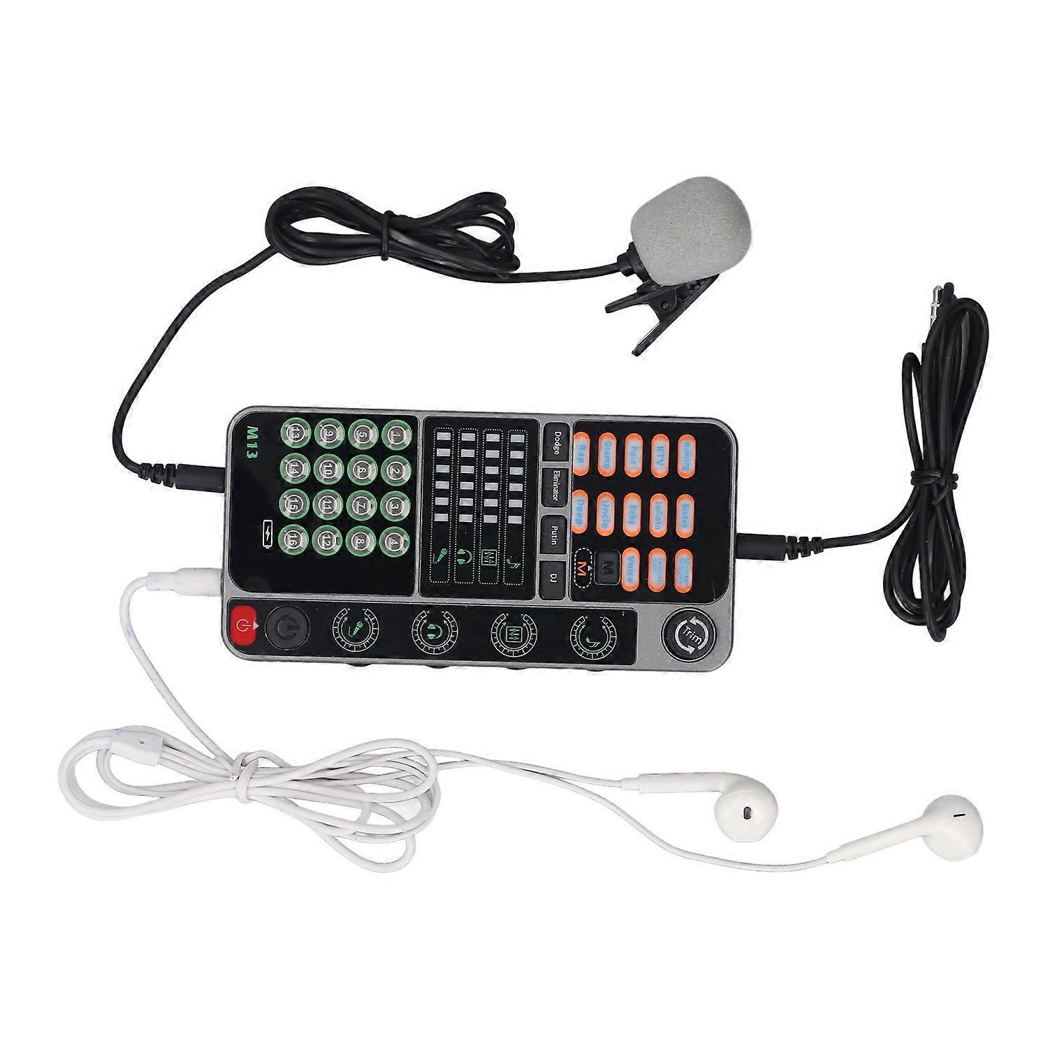 Voice Changer Live Sound Card Portable Voice Disguiser with Bluetooth DJ Controller for Live Streami
