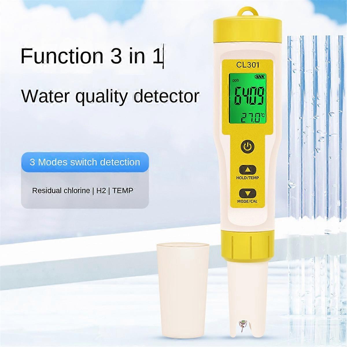3-in-1 Chlorine Meter CL2/H2/Temperature Meter Water Quality Tester