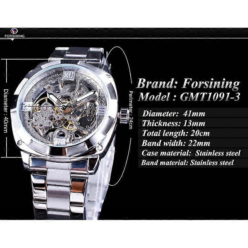 Forsining Fashion Retro Men Luminous Hands Skeleton Automatic Mechanical Watch