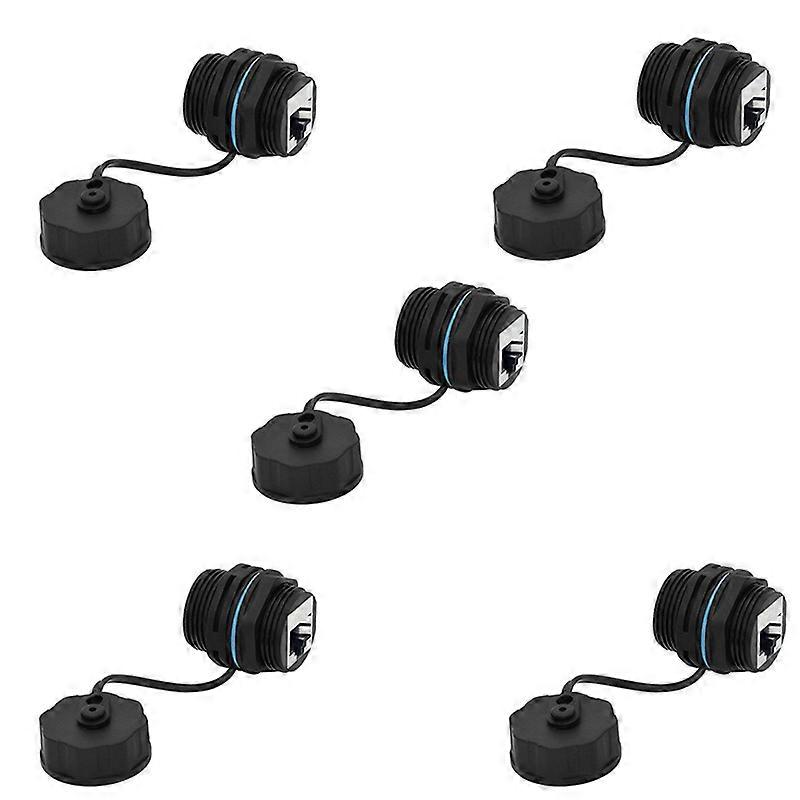 5PCS Panel Mounting RJ45 Waterproof Connector Ethernet LAN Cable Connector Double Adapter with Dust