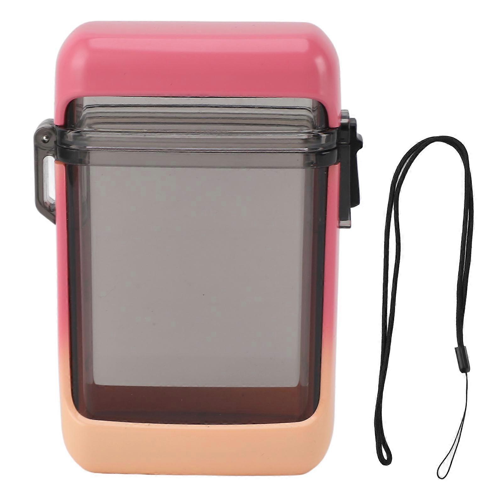 Cigarette Case Plastic Cigarette Box Holder Waterproof Transparent Cigarette Holder with Rope Pink Rose Red