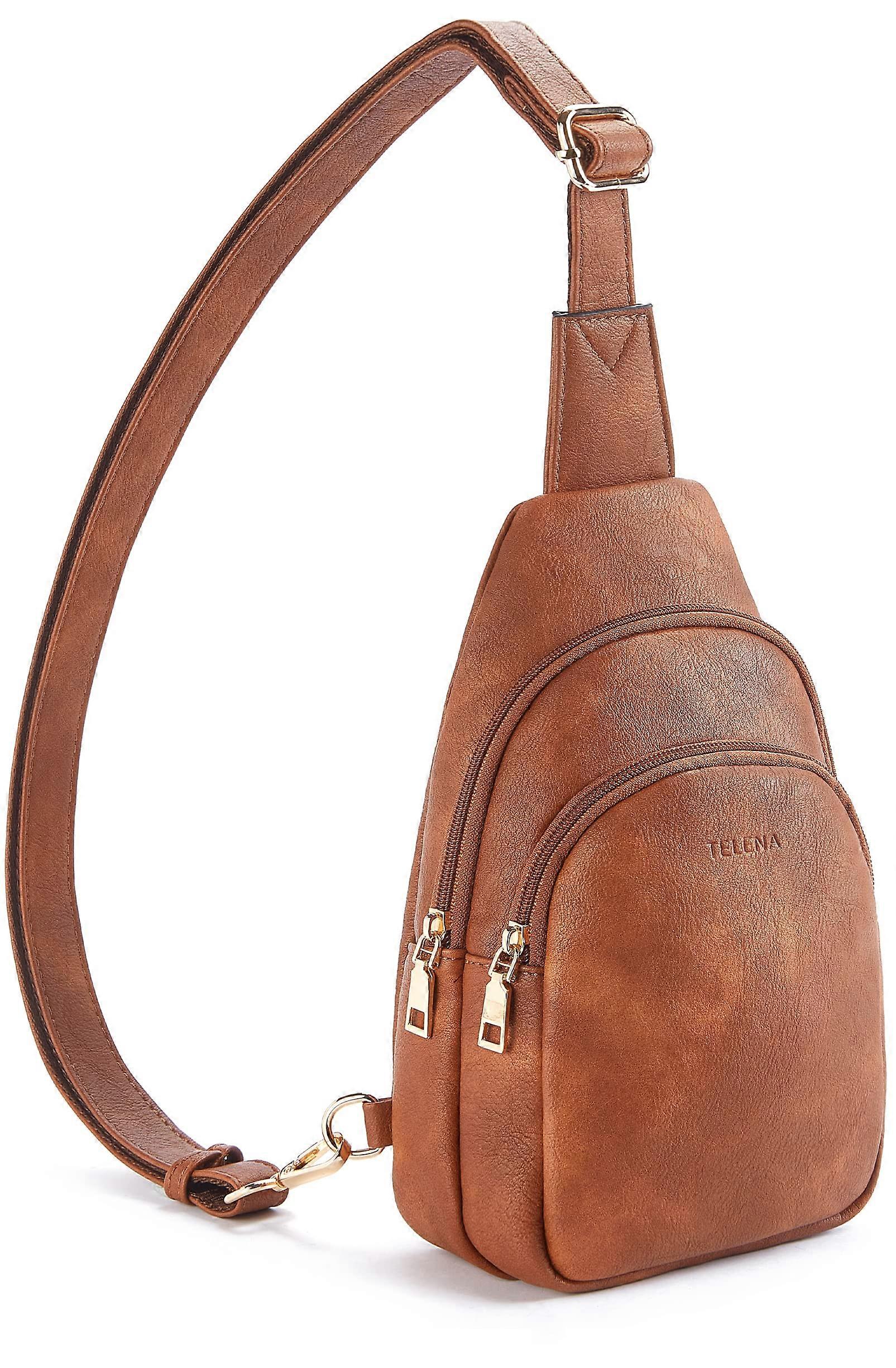 Small Leather Crossbody Waist Chest Shoulder Bag for Women, Adjustable Strap, Compact Design, Versatile Style