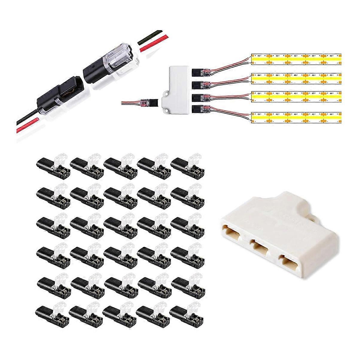 30Pack مزدوج - سلك قابل للتوصيل 2/3/4 دبوس 3 اتجاهات موصلات الأسلاك LED