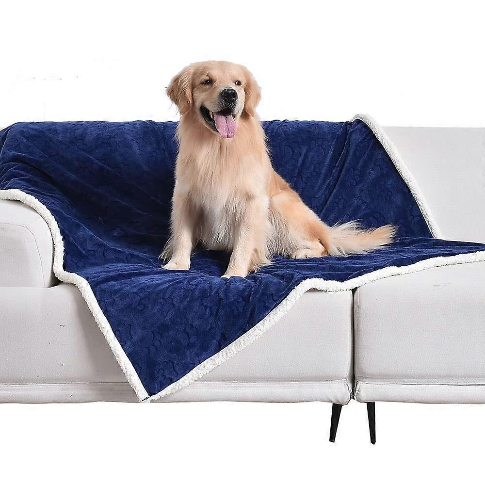 Washable Sherpa Fleece Soft Plush Dog Reversible Blanket for Bed 50"X60"