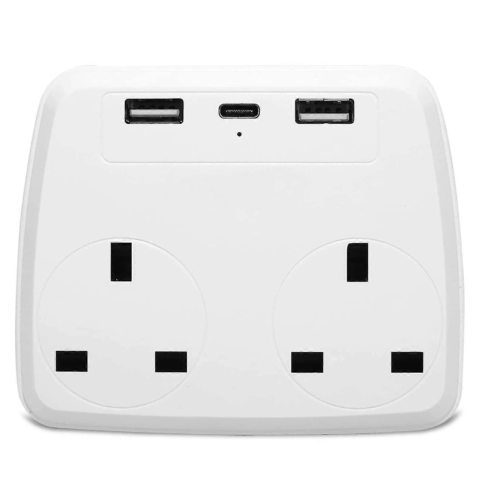Double Plug Adaptor -plug Adapter With 3 Usb Ports Uk 13a