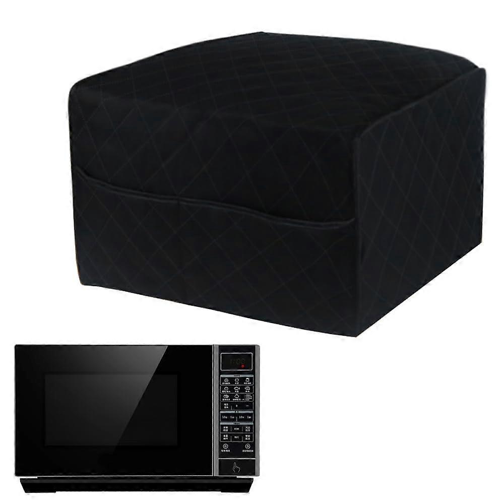 Microwave Oven Cover, Black Waterproof Cotton Quilted Toaster Oven Storage Bag, 16.9 x 16.1 x 10.6 Inches