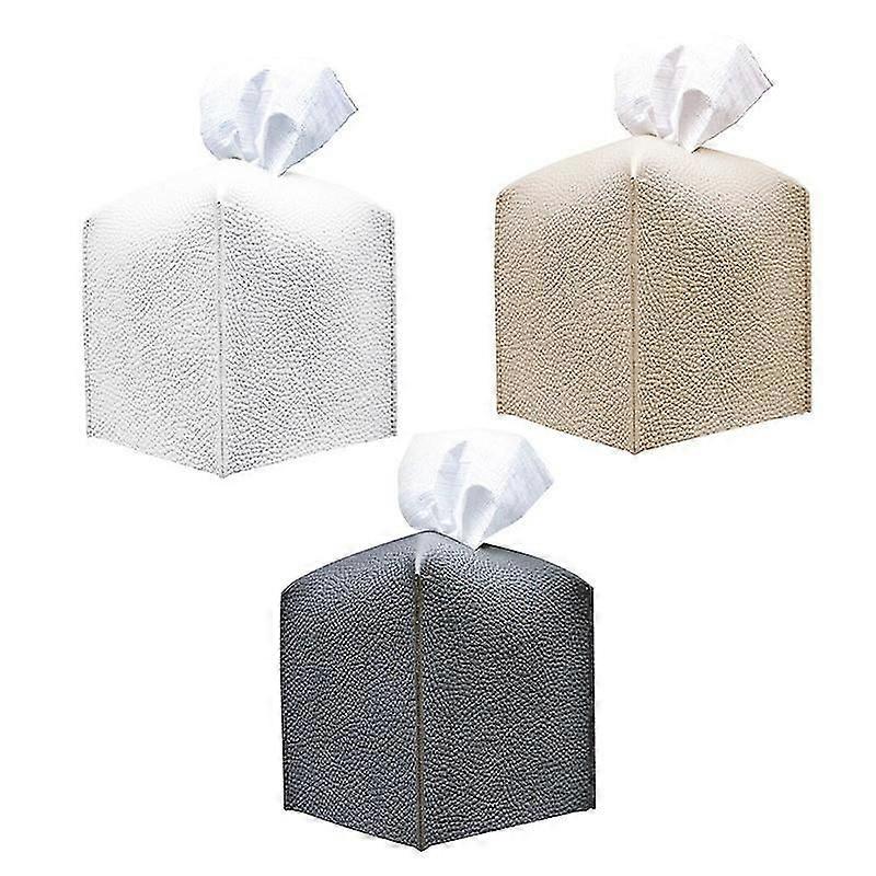 3 Pcs Square Decorative Pu Leather Tissue Box