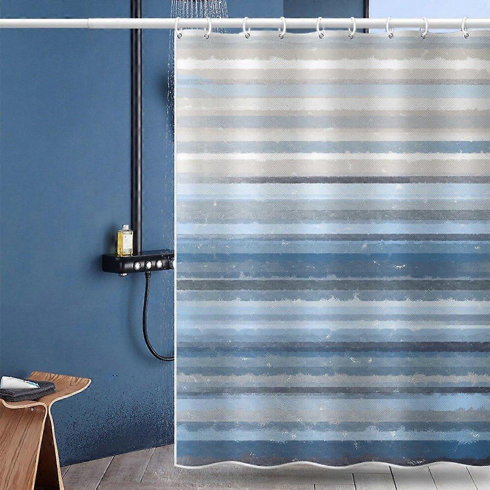 Shower curtain width plain, horizontally striped, waterproof, durable, stylish design