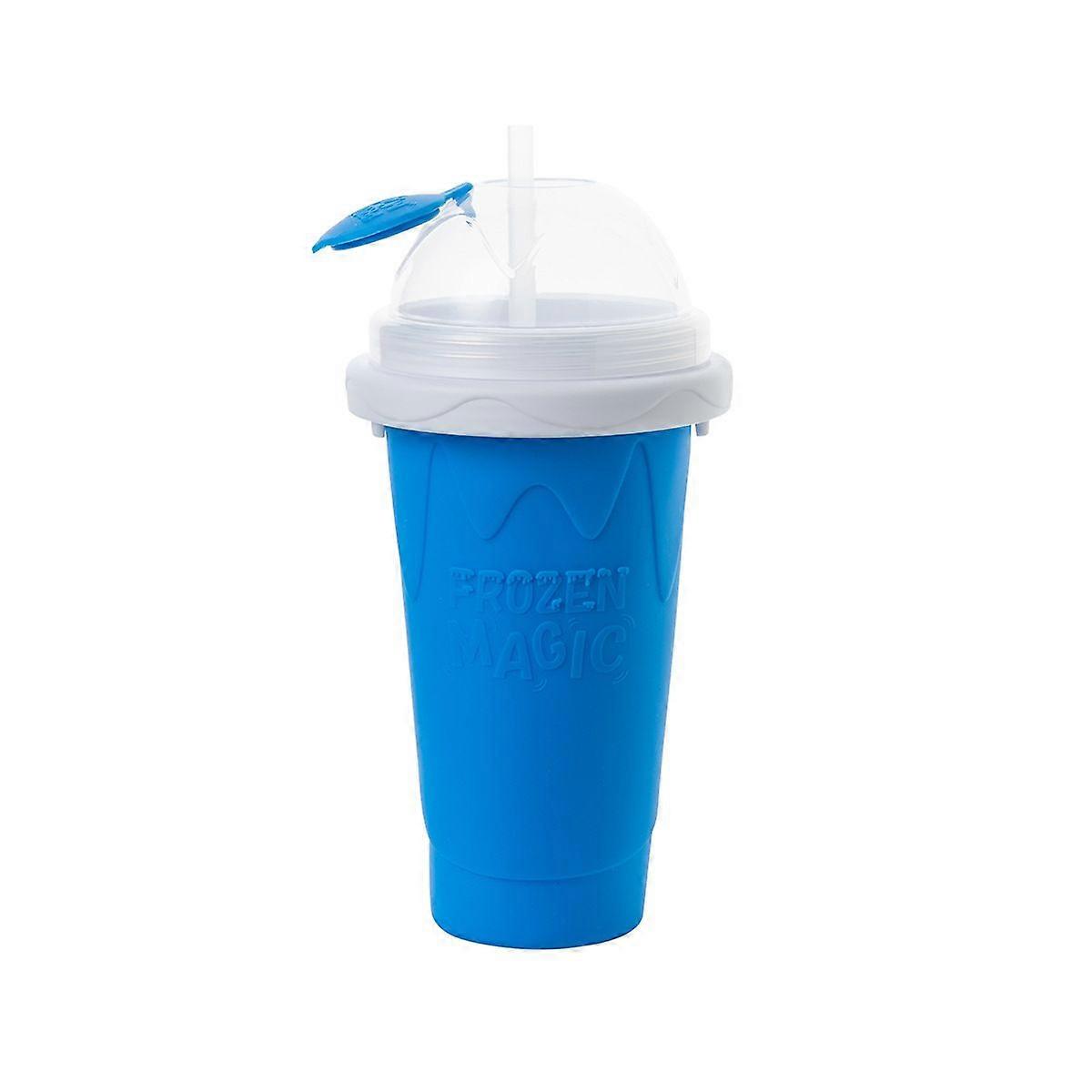 Smoothie Cup 2 in 1 Straw and Spoon, Ice Making Cup, Double Layer Silicone Cup, Summer Smoothie, Slushy Ice Cup for Kids