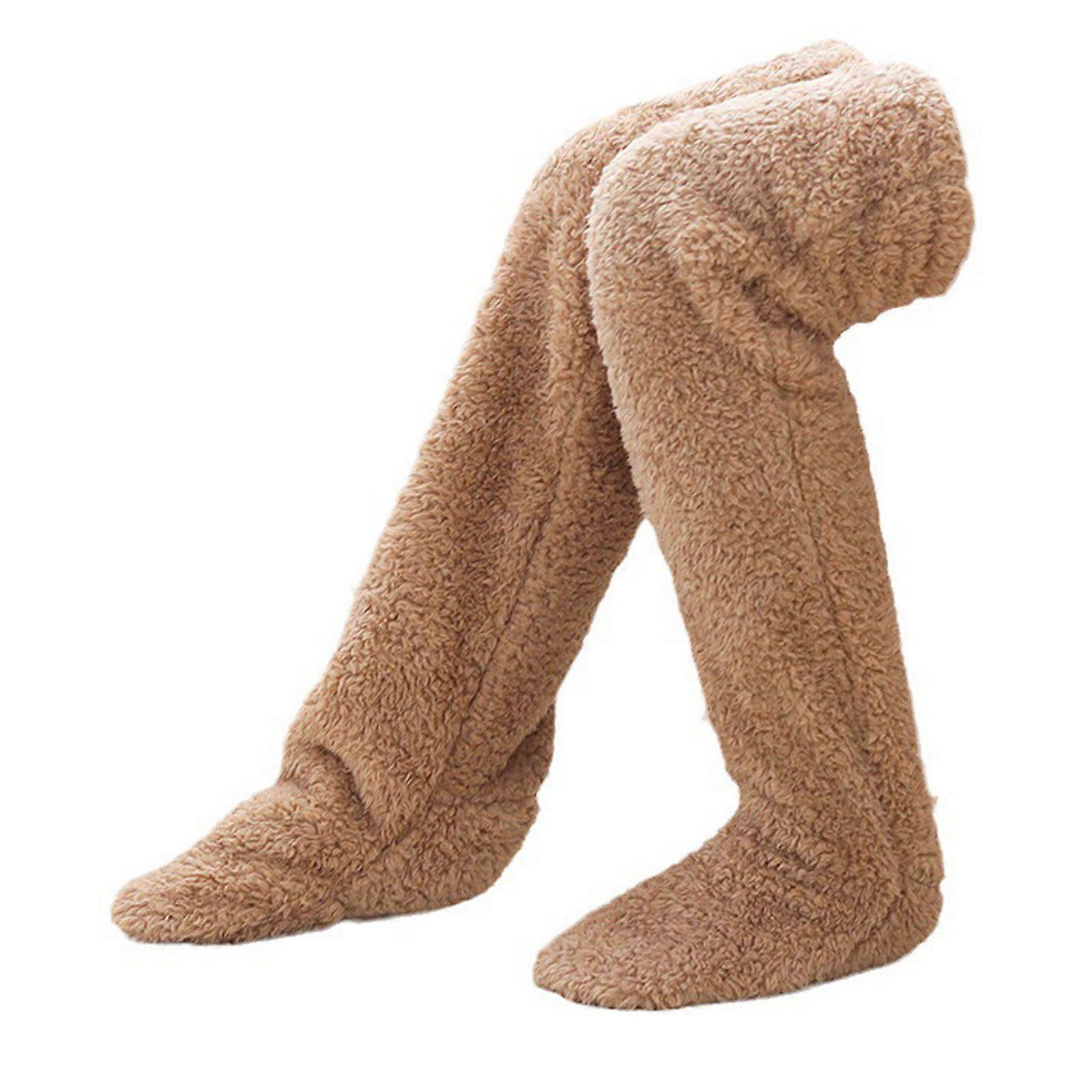 Overknee Fuzzy-Socken, atmungsaktive Plüschstrümpfe, Beinwärmer, Heimschlafsocken, weich, dick
