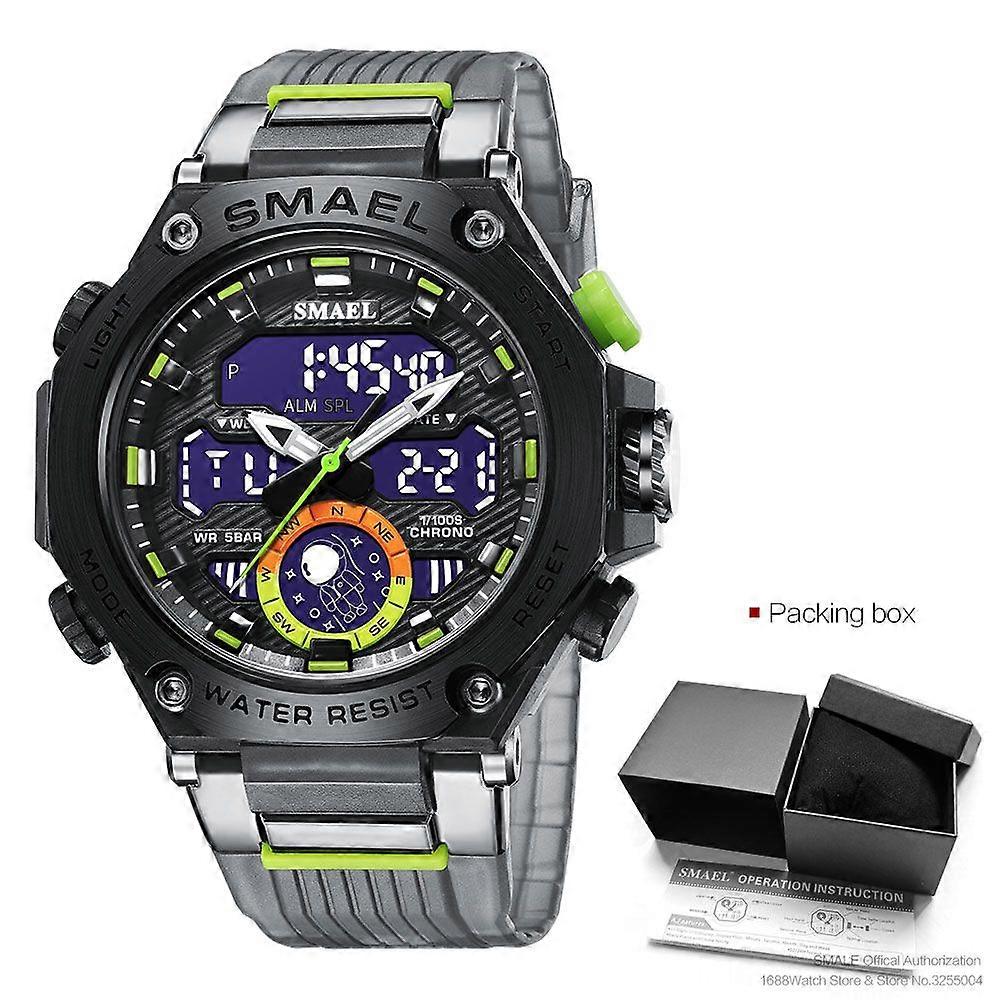 SMAEL Electronic Digital Watches for Men Fashion Chronograph Quartz Wristwatch Auto Date Week Alarm Clock LED Dual Time 8069