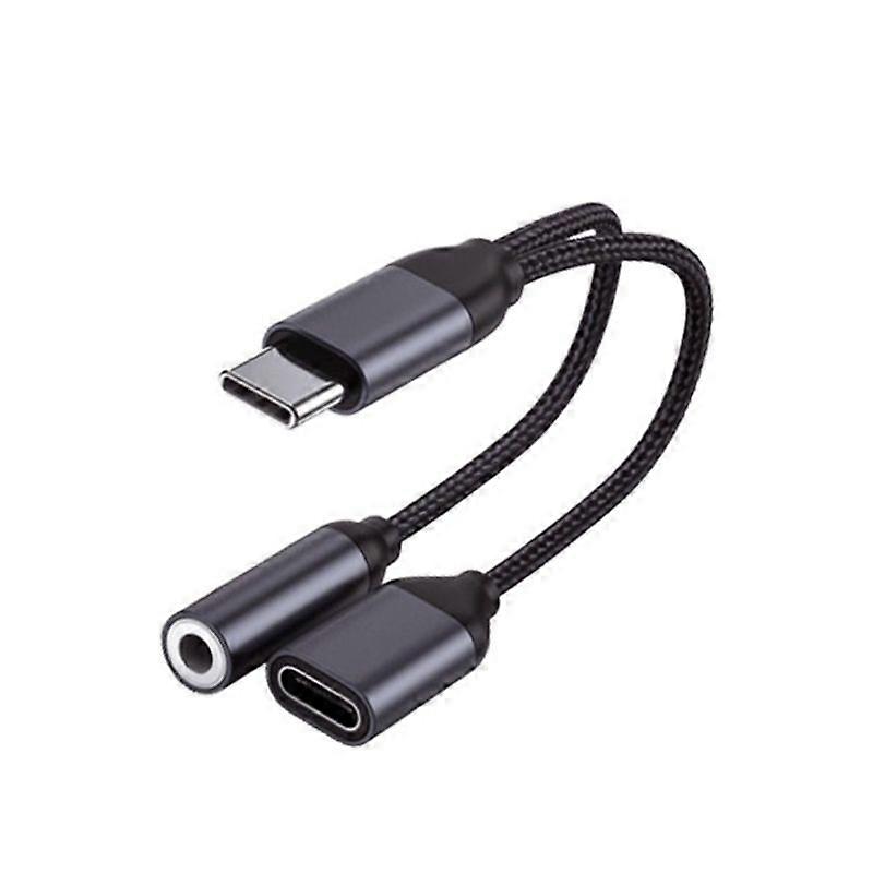 Type C to 3.5mm Aux Audio Dongle Cable with Charging Power Aux 2 In 1 Adapter