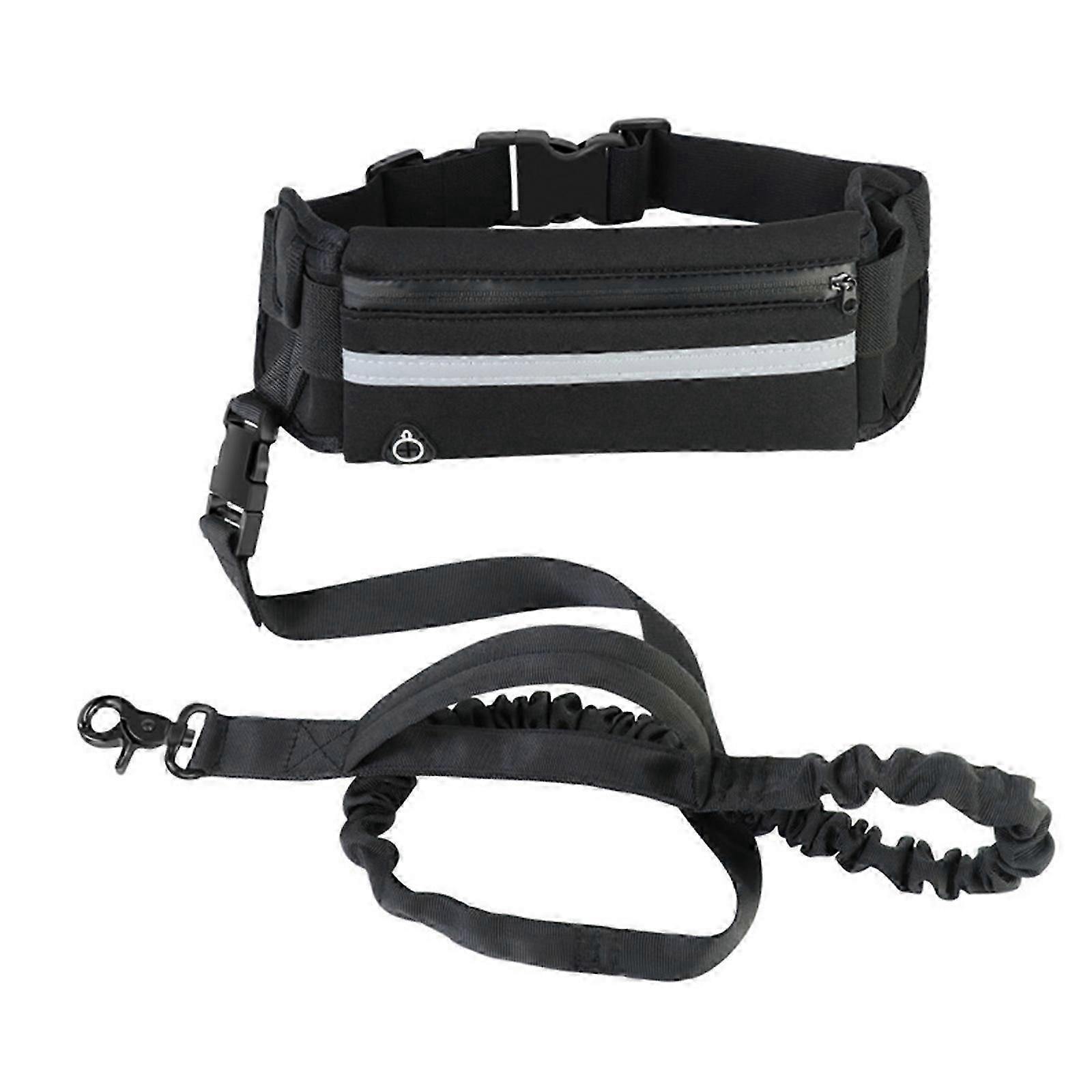Running Waist Bag with Reflective Strip Dog Walking Leash for Night Jogging with Leash for Outdoor Activities Red