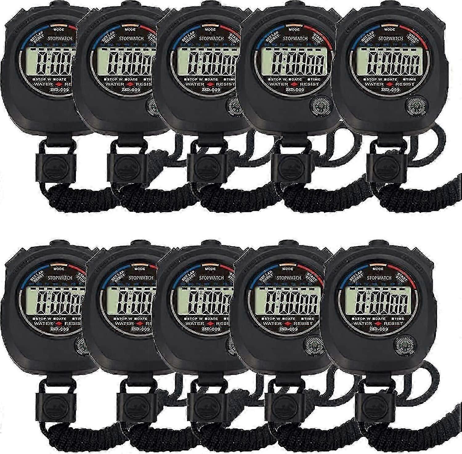 10 pcsMulti-function Electronic Digital Sport Stopwatch Timer, Large Display With Date Time And Alarm Function,suitable For Sports Coaches Fitness Coa