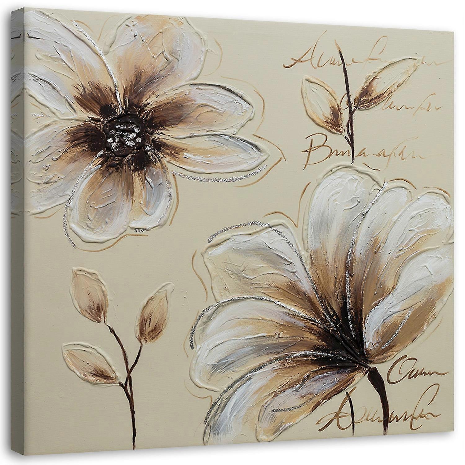 Impression sur toile, Fleurs peintes - 60x60