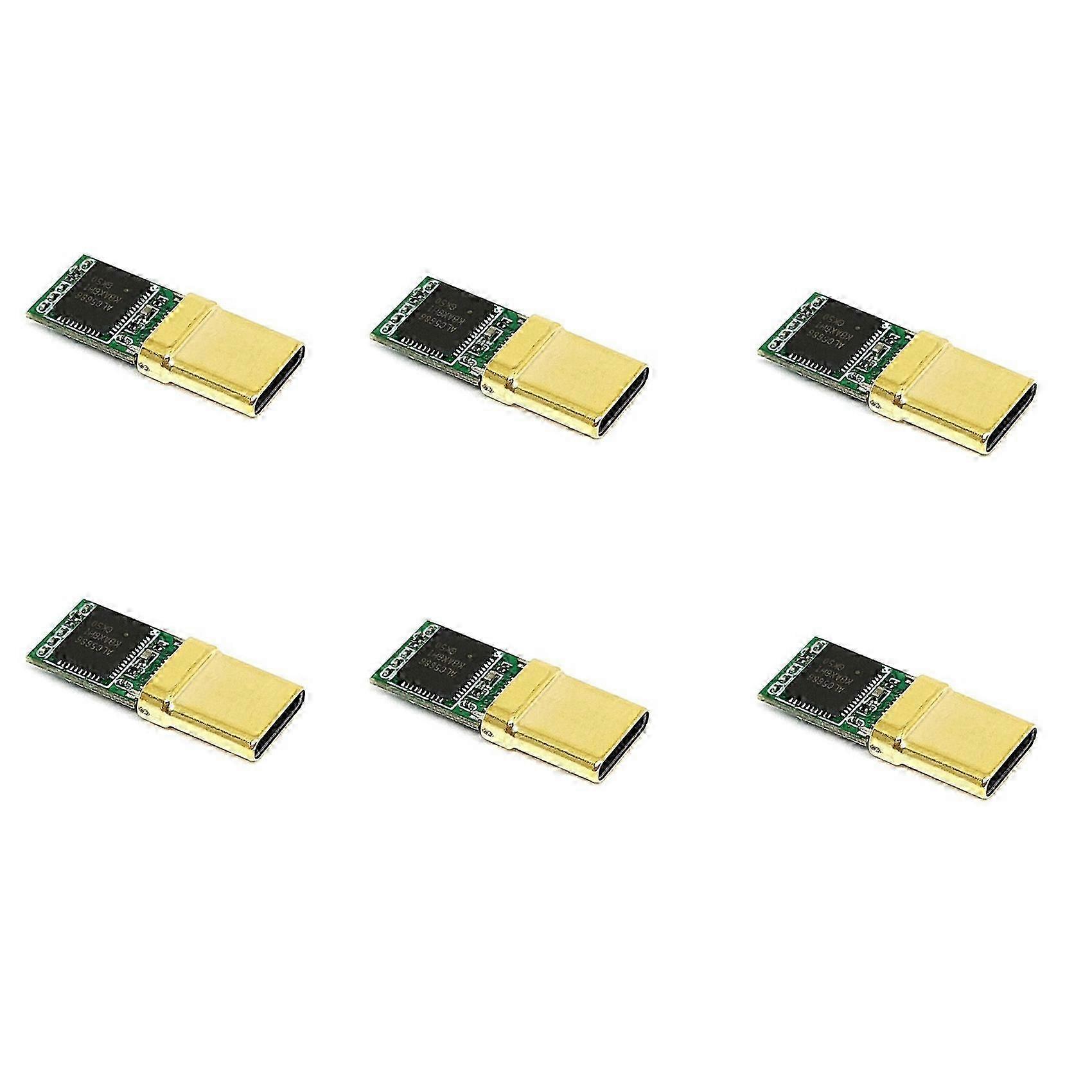 6X USB-C Male Plug, Decoder Chip ALC5686, Gold-Plated 1U, 32Bit 384Khz o Plug, Fast Charge Conn