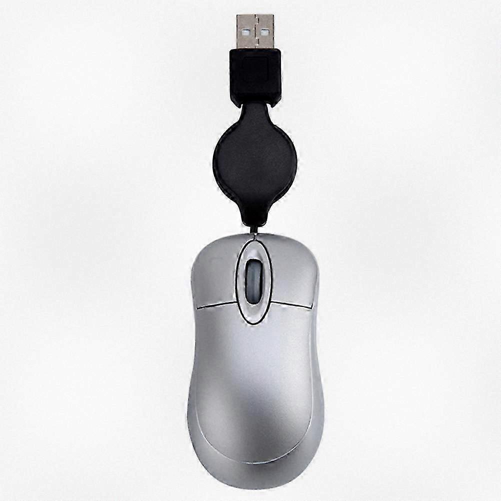Portable Mini Telescopic USB Wired Mouse for Computer and Notebook Use, Stylish Silver Design