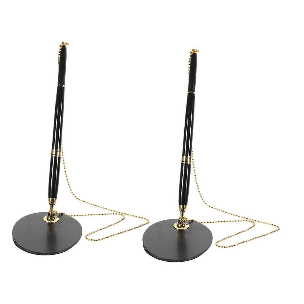 Signature Pen Set 2pcs Black Ink Signing Pens with Counter Stand for Office Desk and Wedding Guest Book