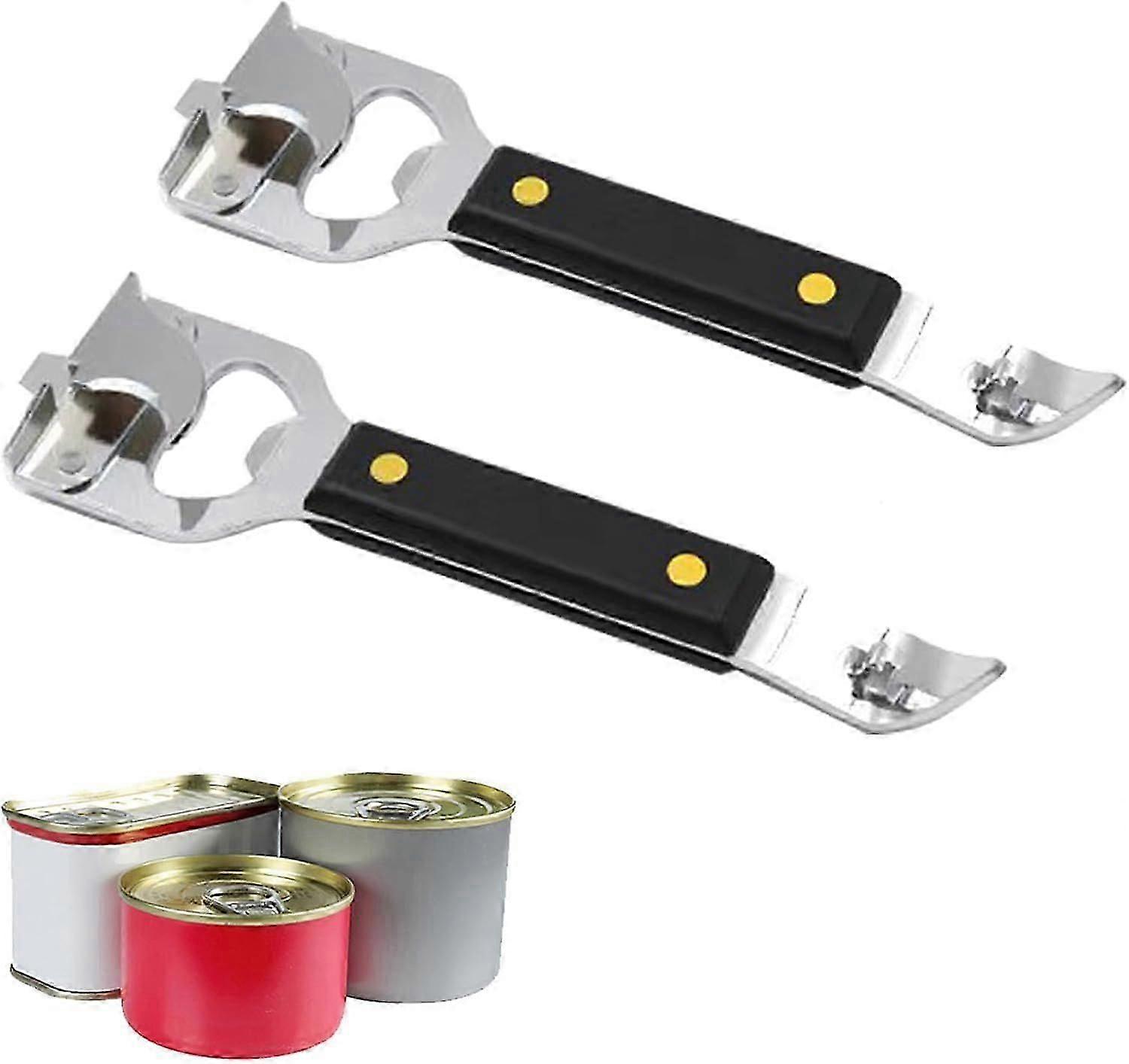 2 pcs Bottle Opener - Manual Can Opener - Versatile 4-In-1 Can Opener for Kitchen Restaurants and Camping Trips (2)