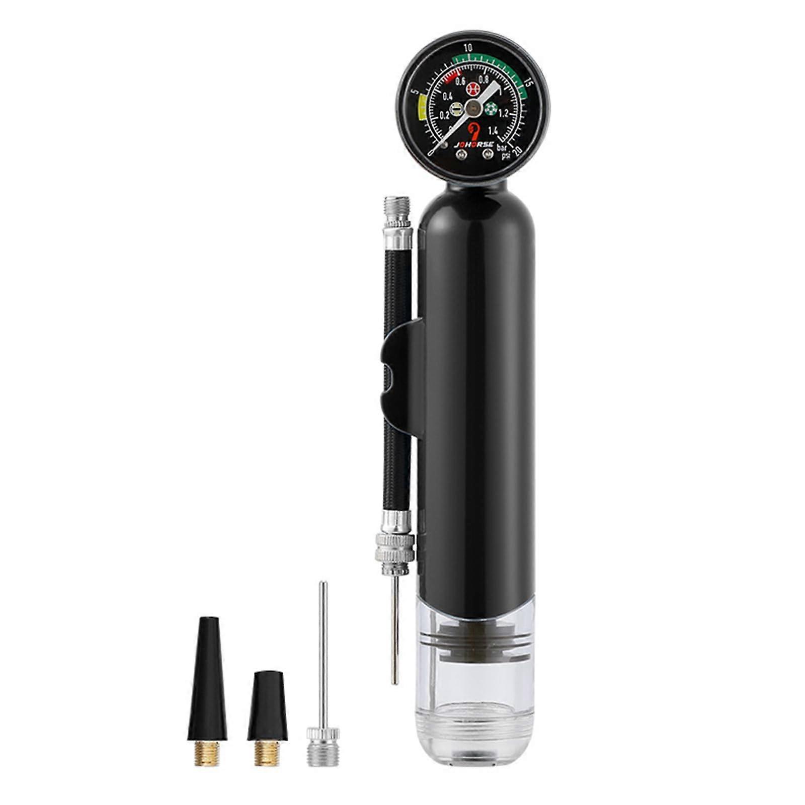 Basketball Inflator Handheld Pump with Pressure Gauge 20PSI Portable Air Pump Tool Easy to Use Black