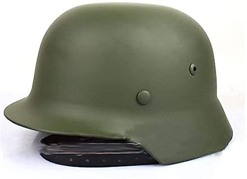 German WW2 M35 Steel Helmet with Net and Goggles WW2 Imitation Helmets with Leather Lining for Film Props Military Role Playing CS Games Green