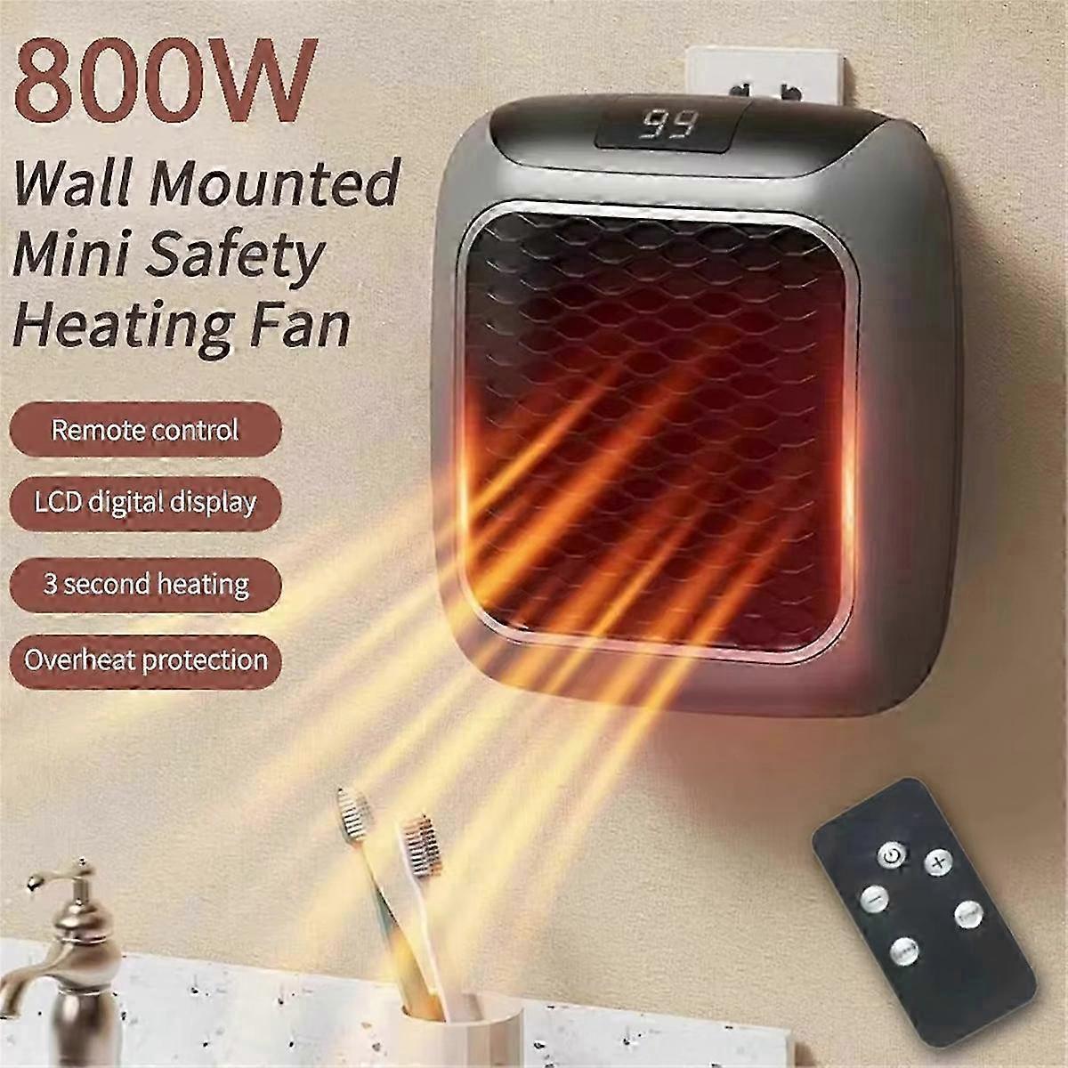 800W Mini Heater for Home Small Bathroom Heating Fans Wall Mounted PTC ...
