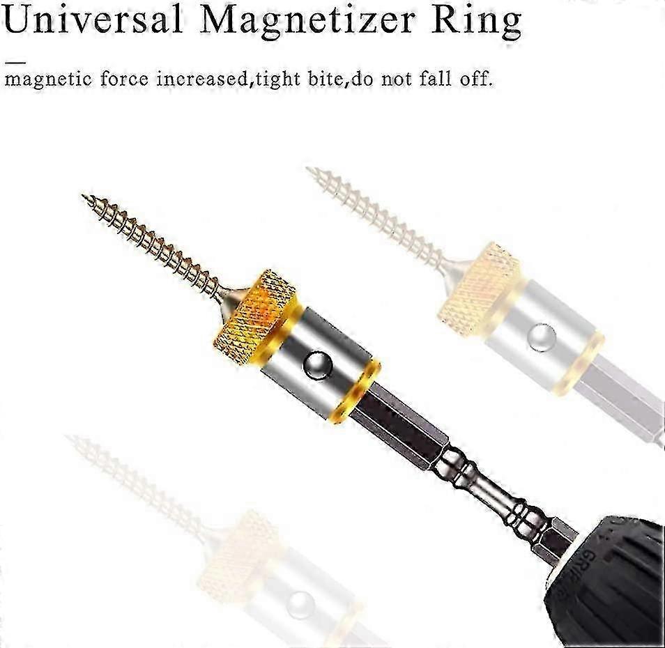 3 Pcs Screw Holder Ring Magnetizer Universal Detachable Magnetic Non-slip Alloy Screwdriver Accessories For 1/4 Inch Hex Shank Double Bit