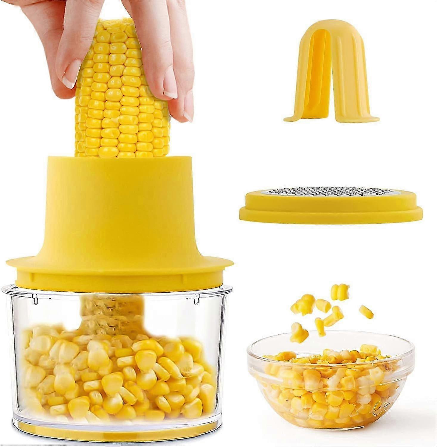 Multifunctional Corn Peeler with Bowl, 4-in-1 Stainless Steel Thresher Suitable for Various Corn Types