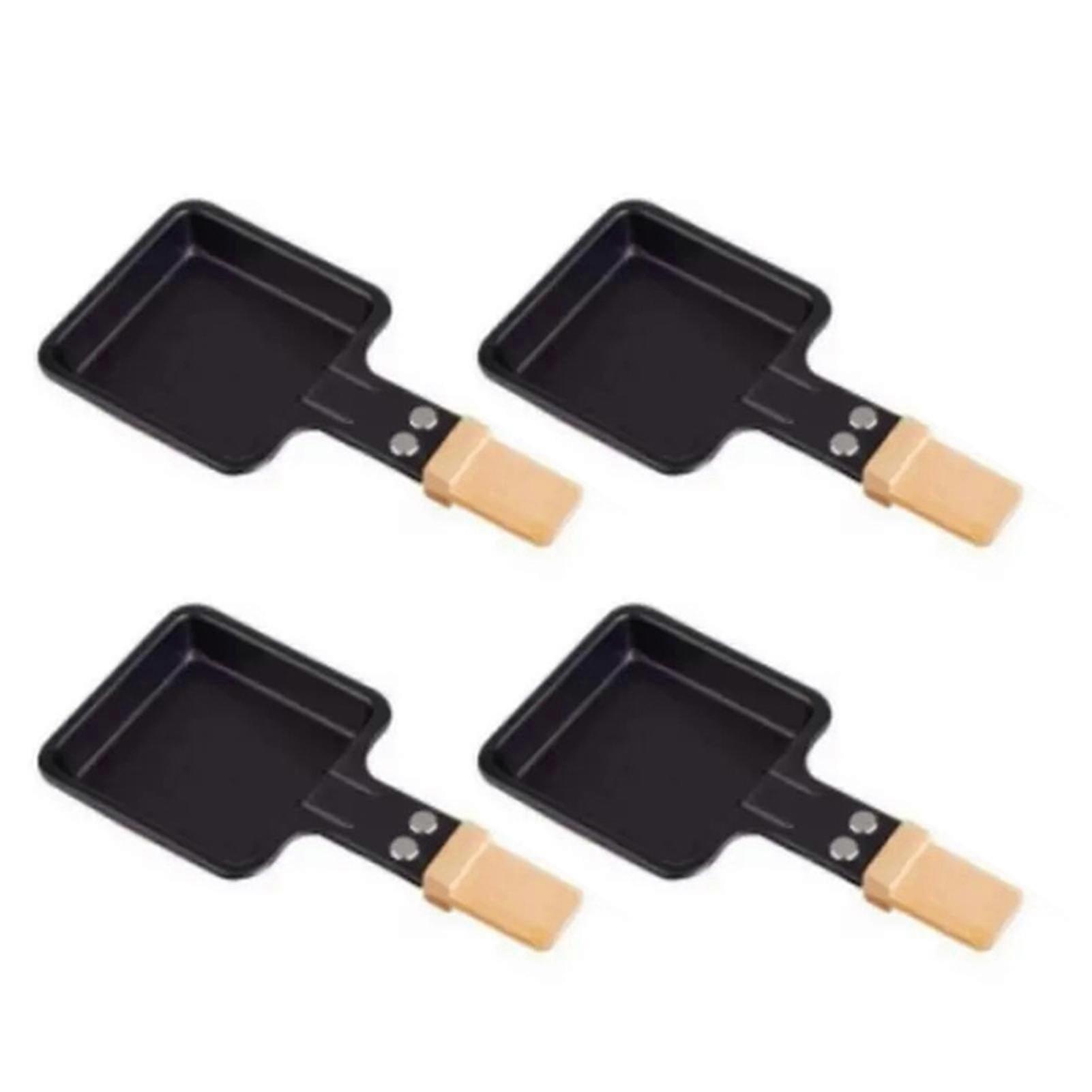 Non-stick mini raclette grill pan with square & triangle plates for cheese melting p