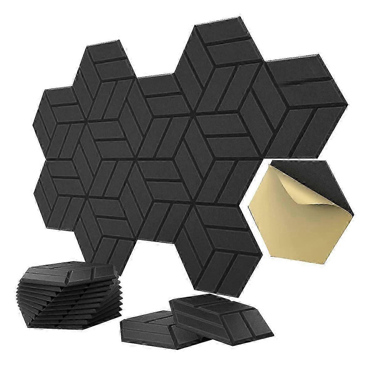 20 Pack Self-Adhesive Acoustic Panels, Hexagon Pattern Sound Proof Foam Panels, Sound Panels , Stud