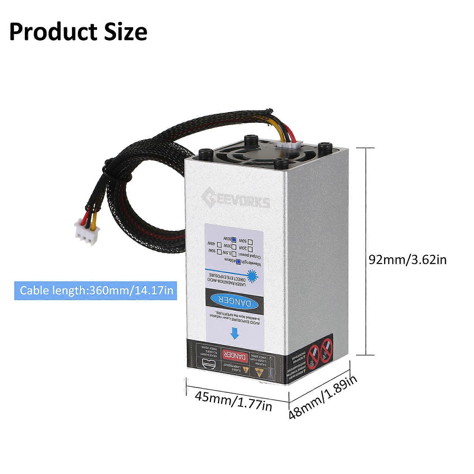 Geevorks 450nm 80W Laser Module Fixed Focal Length Laser Engraving Head High Speed Laser Engraver Cutter 3D Printer CNC Router Laser Module for DIY C