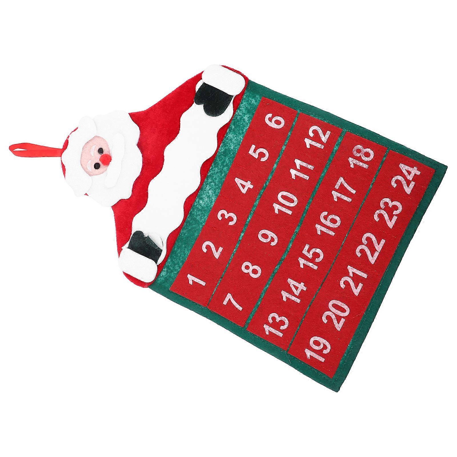 Snowman Calendar Christmas Theme Multi Color 70.00X20.00X0.50CM Fleece Countdown Decorations 1Pack