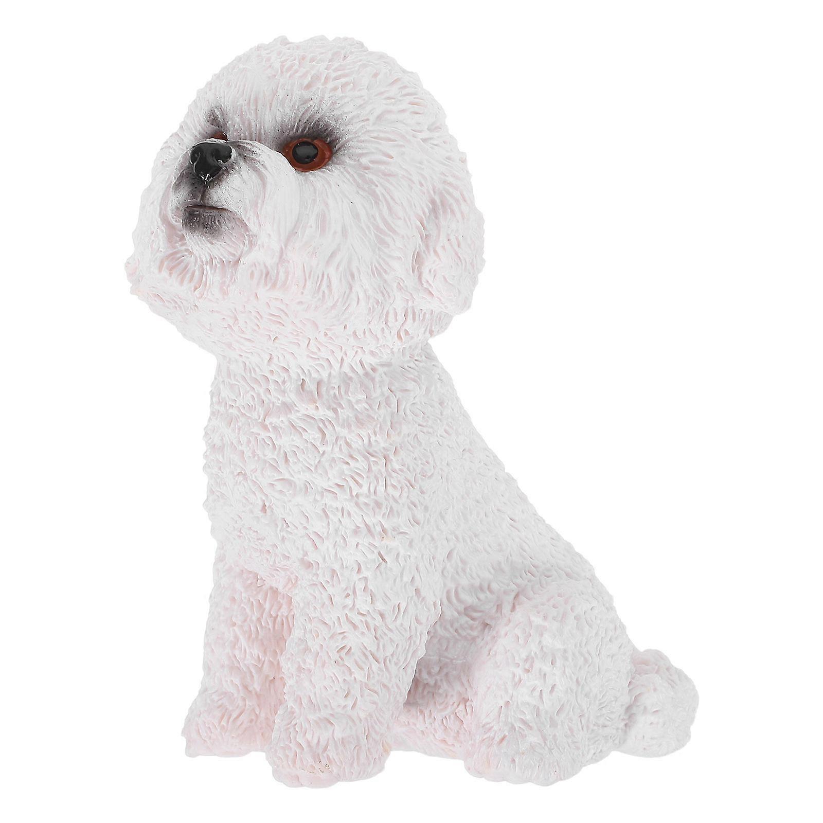 Mini Poodle Ornament, Realistic Solid Dog Model for Desktop Decoration, White, Stable Standing, Fine Craftsmanship, Ideal for Home Office Car Display