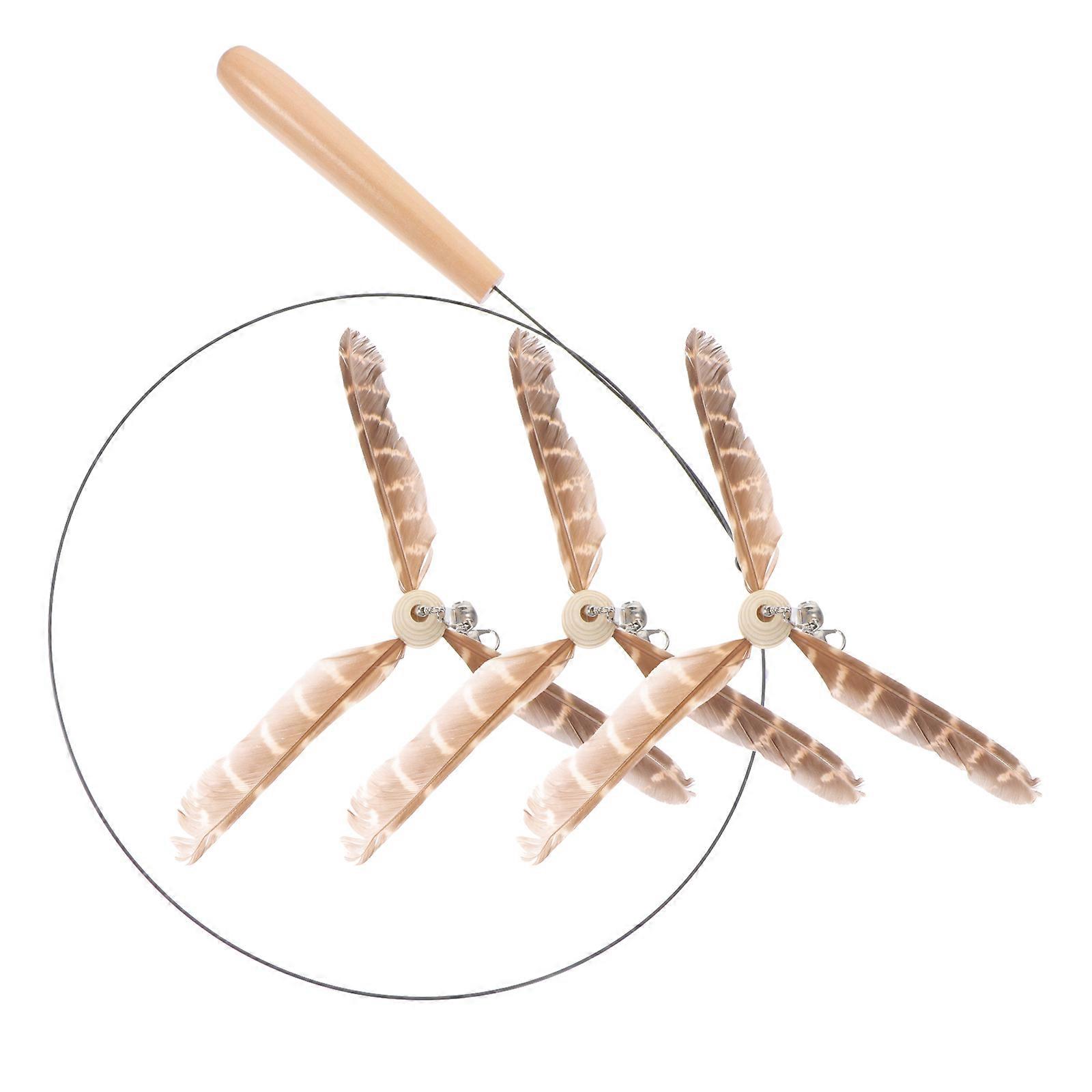 Interactive Teaser Toys Kitten Toy Indoor Cat Teasing Stick Set Khaki 13x4x4CM 73CM Wire Length Exercise Pet Owners 1Set