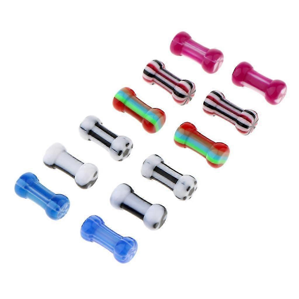 6 Pairs Colorful Acrylic Screw Fit Ear Tunnel Plugs Stretcher Expander 6mm