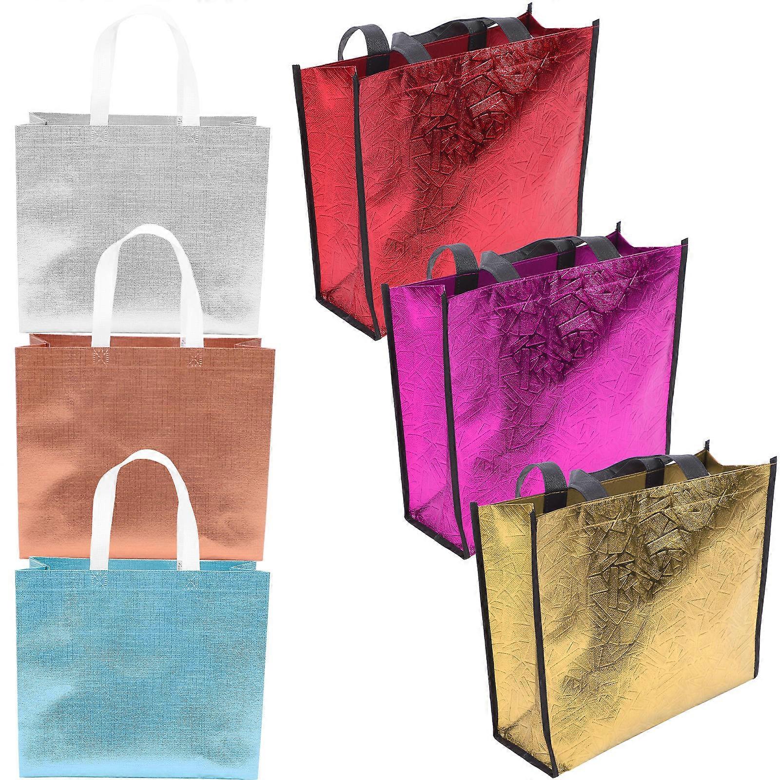 Colored Goodie Bags Red Reusable Present Bags for Birthday Party Favor 6Pcs