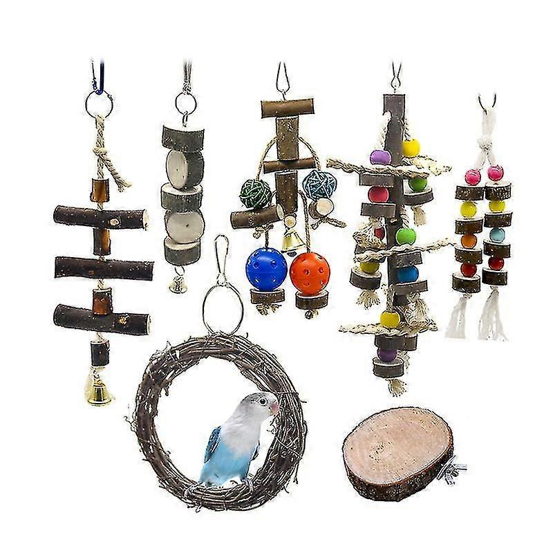 Parrot toy, set of 7, colorful and interactive bird accessories