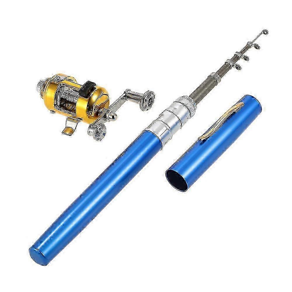 مجموعة أدوات صيد السمك وبكرة صغيرة محمولة وتلسكوبية وقلم صيد صغير + بكرة من سبائك الألومنيوم وملحقات صيد السمك