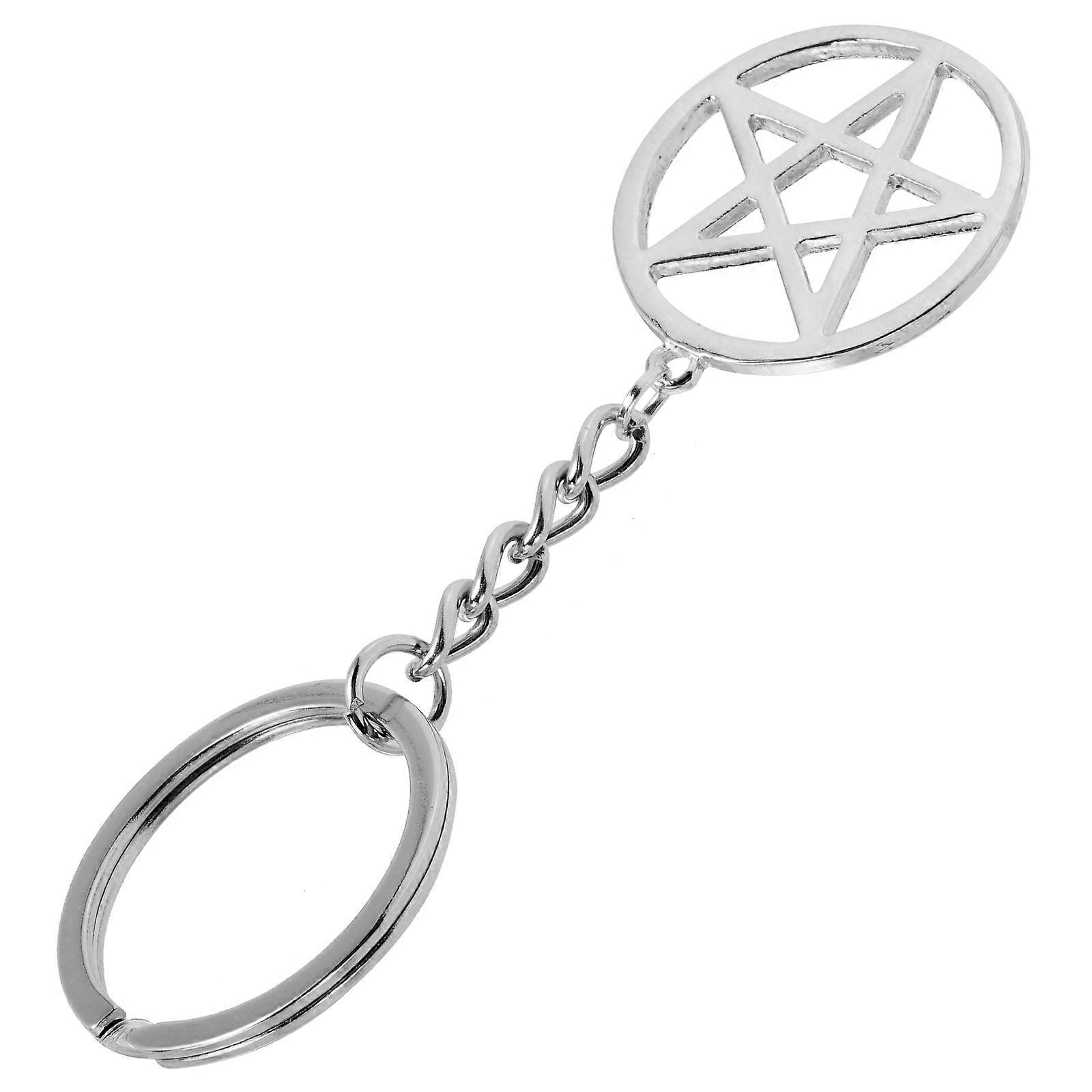 Keychain Decor Pentacle Pendant Five-Pointed Star Key Chain Diy Design For Daily Use 2Pcs
