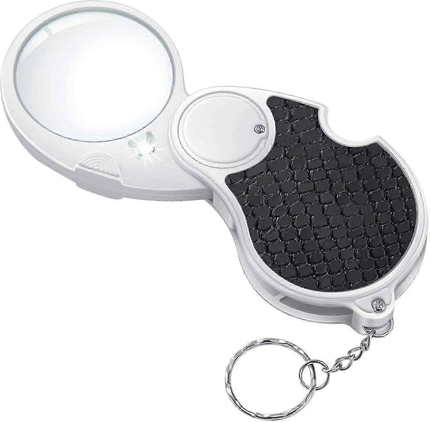 Illuminated 5x Handheld Magnifying Glass, Foldable Lighted Magnifier for Reading, Perfect for Use with Various Brands