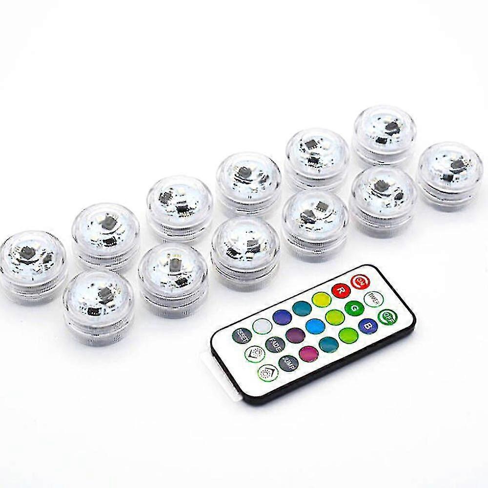 10 Pack RGB Multicolor Dive LED Lights with Remote Control Suitable for Aquariums, Pools, Vases, and Gardens