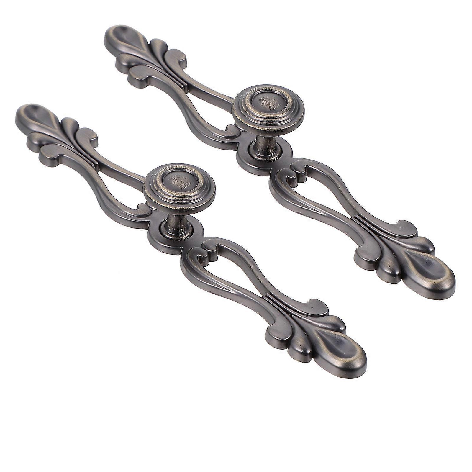 خزانة ملابس مقابض على الطراز الأوروبي مقابض أثاث سبائك الزنك السوداء لفتح الأدراج والخزائن 2 قطعة