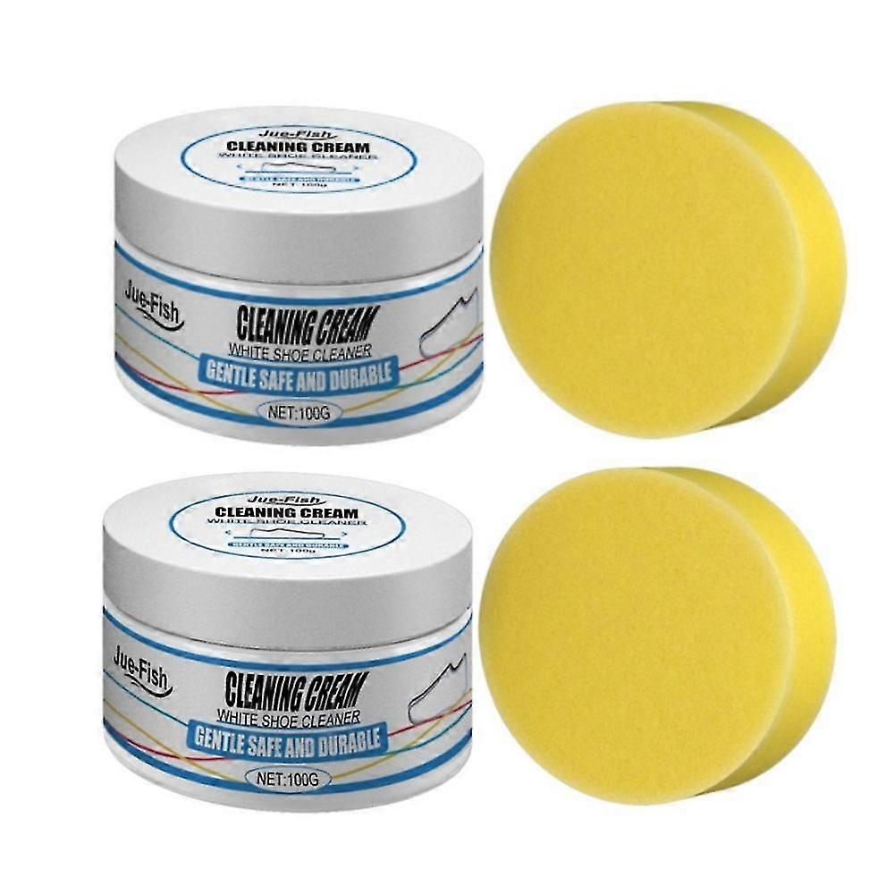 2x 100g كريم تنظيف الأحذية البيضاء منظف فطيرة متعدد الوظائف مع إزالة البقع التطهير صيانة الأحذية الرياضية