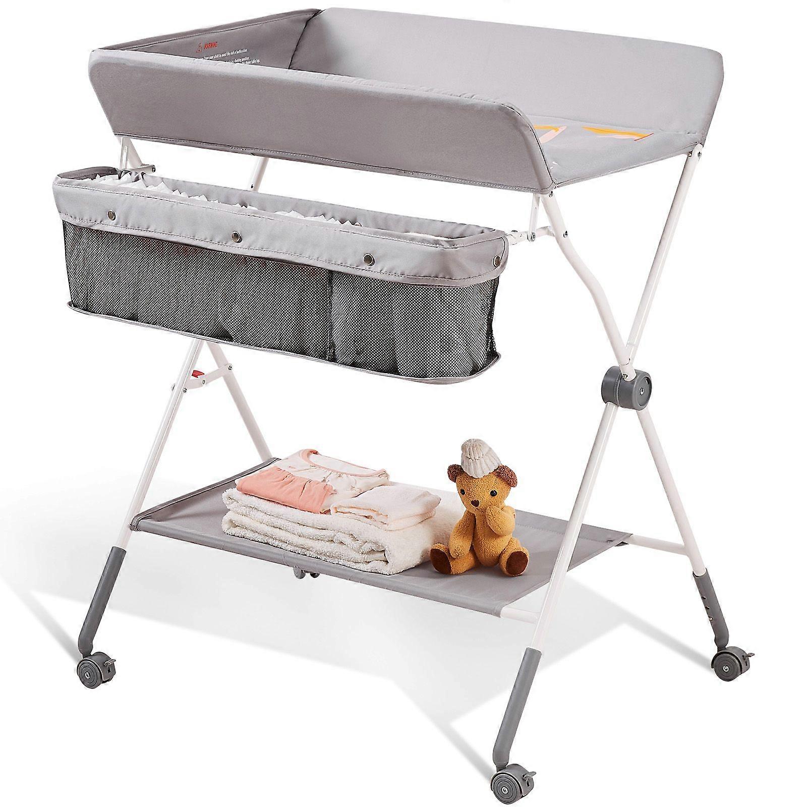 Table à langer pour bébé, table à langer pliante, table à langer portable à 3 niveaux réglables en hauteur